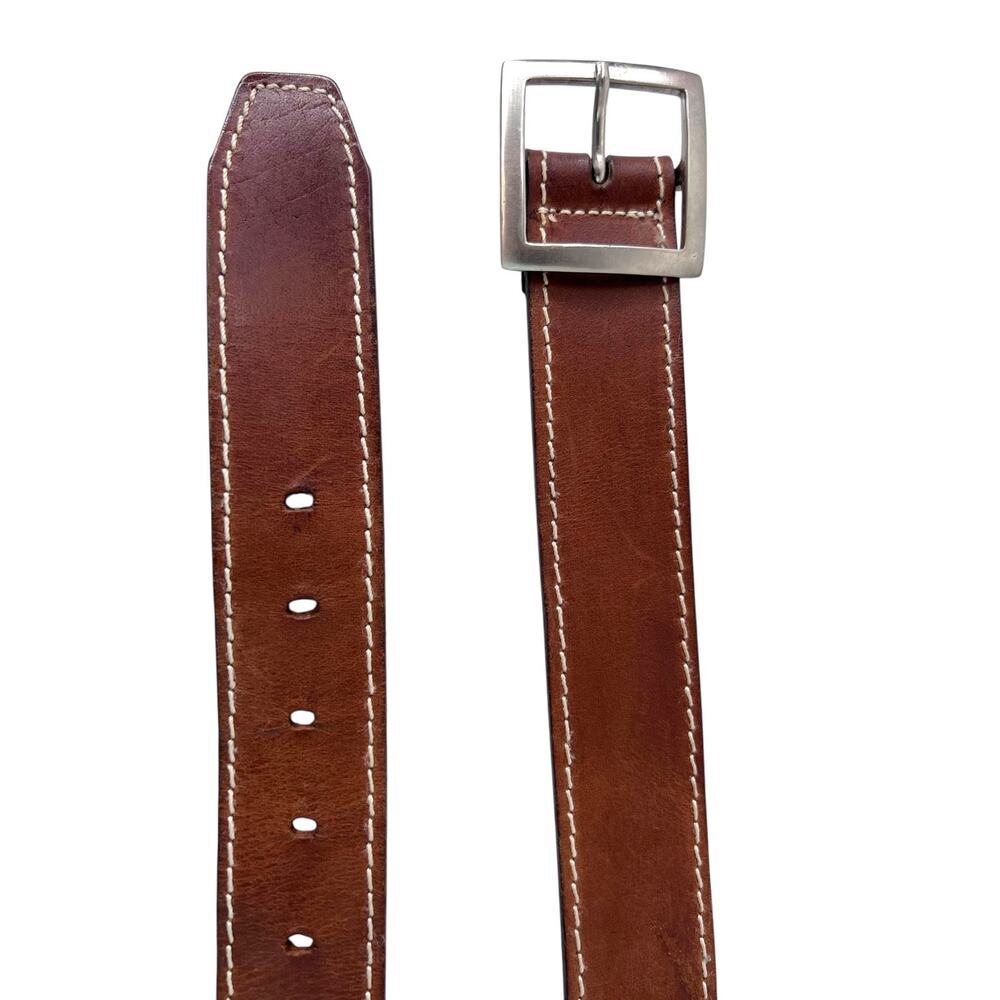 Nine & Company Leather Belt Contrast Stitch Brown Classic Casual Women M/L